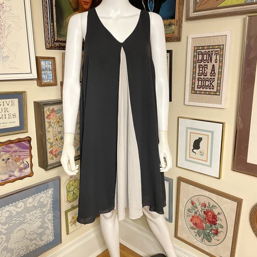 Floaty Multi Layer Alfani Black and Grey A-Line Sleeveless Trapeze Mini Dress 12